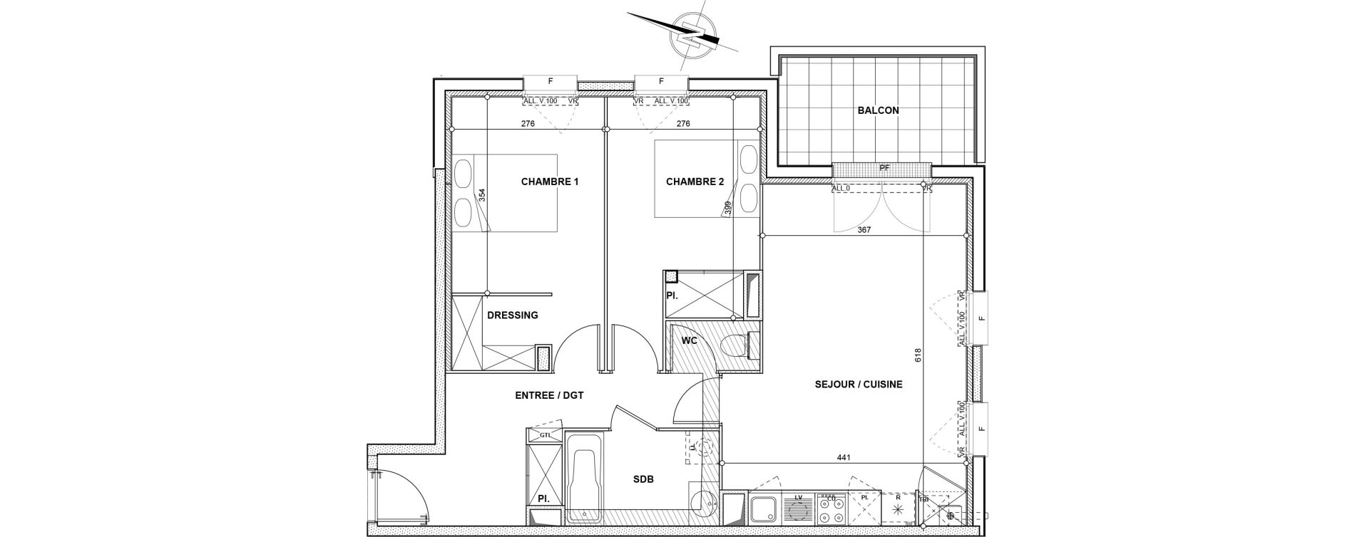 Appartement T3 de 65,50 m2 &agrave; L'Union Les acacias