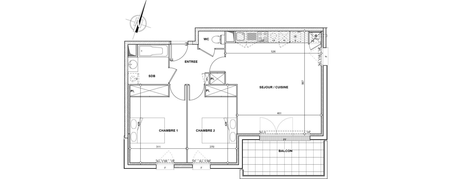 Appartement T3 de 64,50 m2 &agrave; L'Union Les acacias