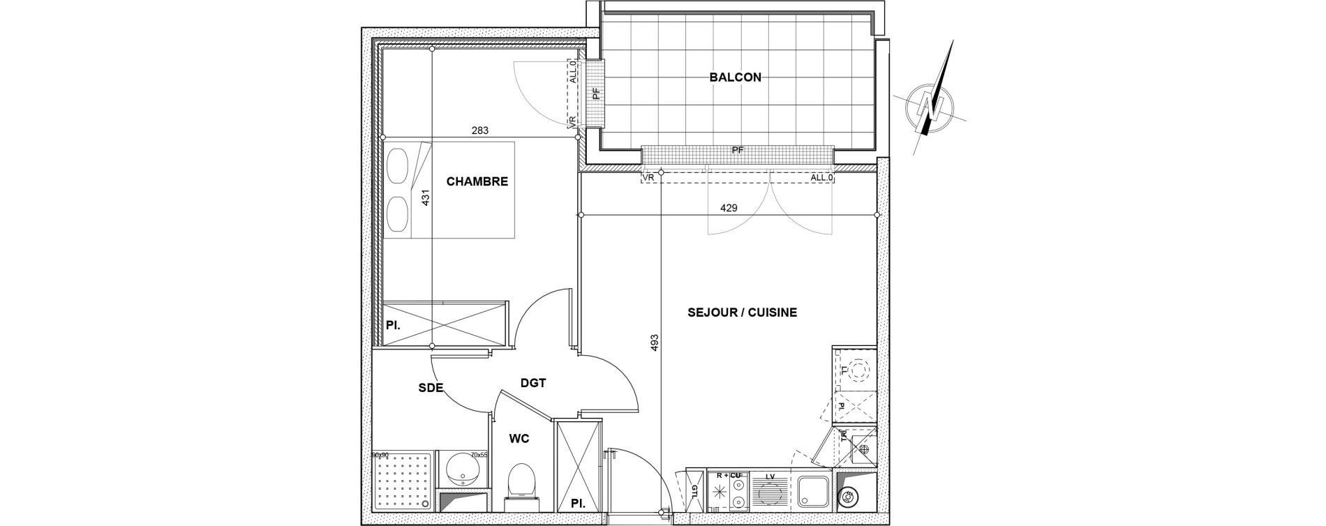 Appartement T2 de 39,10 m2 &agrave; L'Union Les acacias
