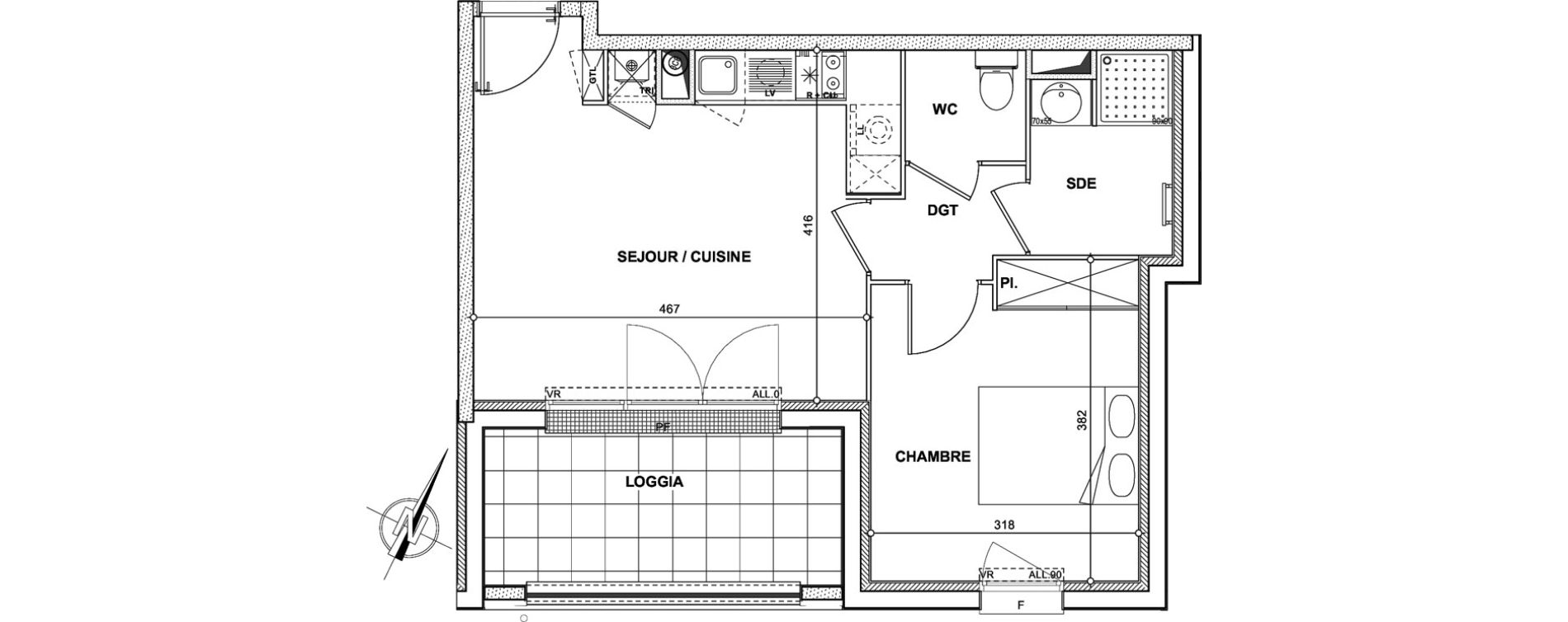 Appartement T2 de 39,70 m2 &agrave; L'Union Les acacias