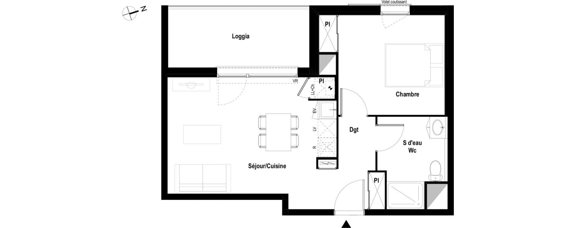 Appartement T2 de 42,41 m2 &agrave; L'Union Belv&egrave;ze