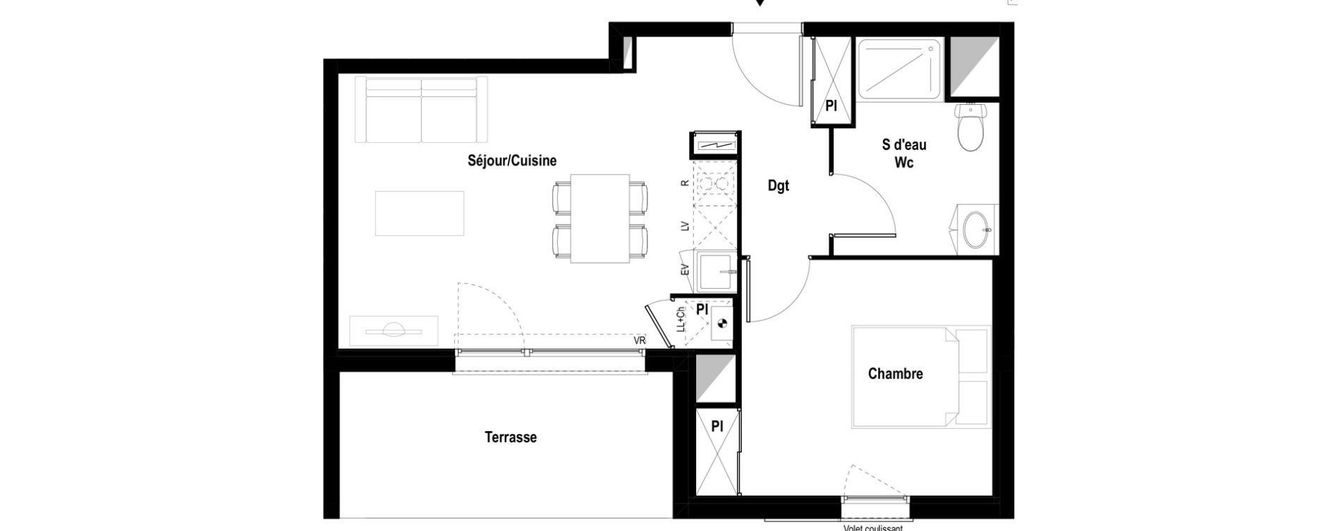 Appartement T2 de 42,31 m2 &agrave; L'Union Belv&egrave;ze