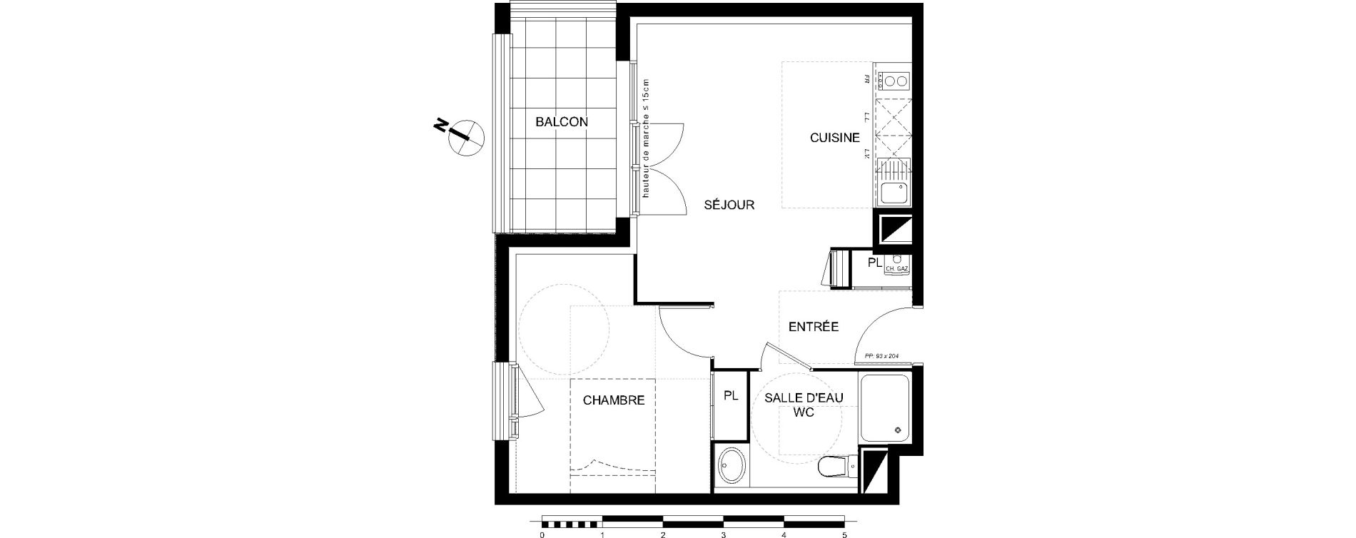 Appartement T2 de 40,97 m2 &agrave; L'Union Centre