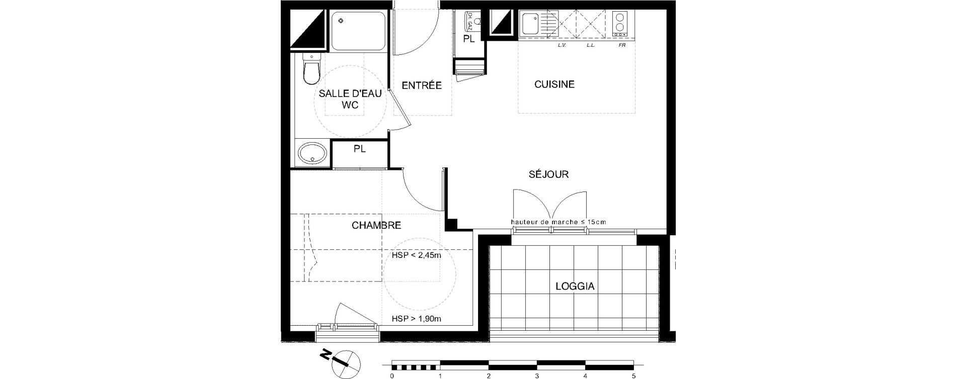 Appartement T2 de 40,67 m2 &agrave; L'Union Centre