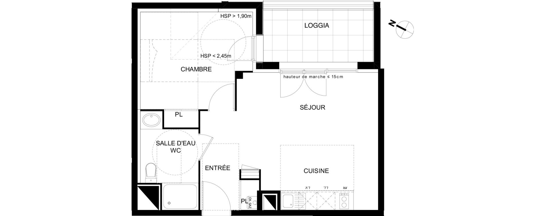 Appartement T2 de 41,13 m2 &agrave; L'Union Centre