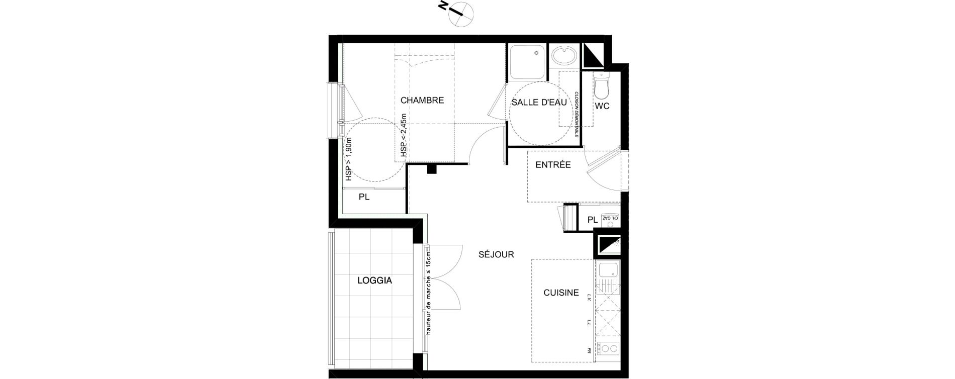 Appartement T2 de 40,98 m2 &agrave; L'Union Centre