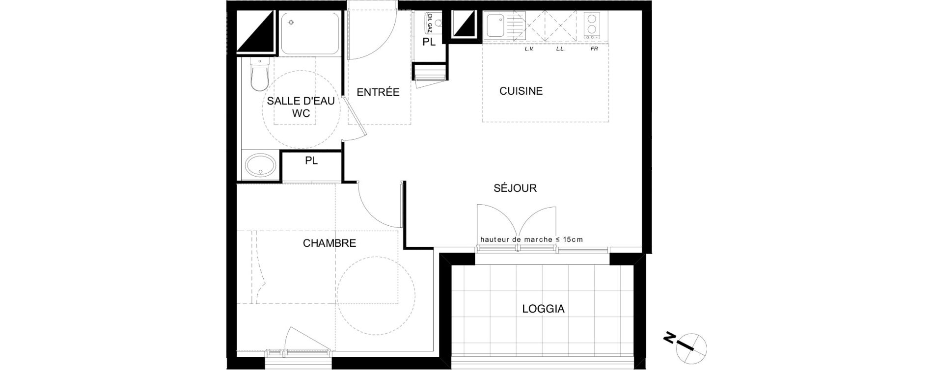 Appartement T2 de 40,71 m2 &agrave; L'Union Centre