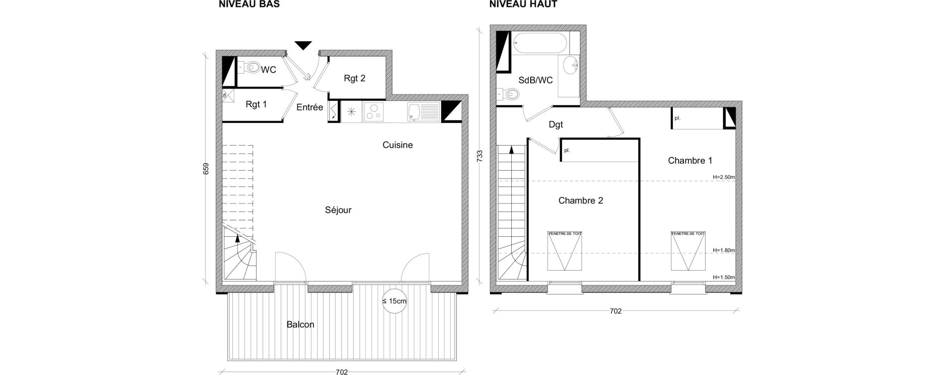 Duplex T3 de 70,31 m2 &agrave; L'Union Belv&egrave;ze