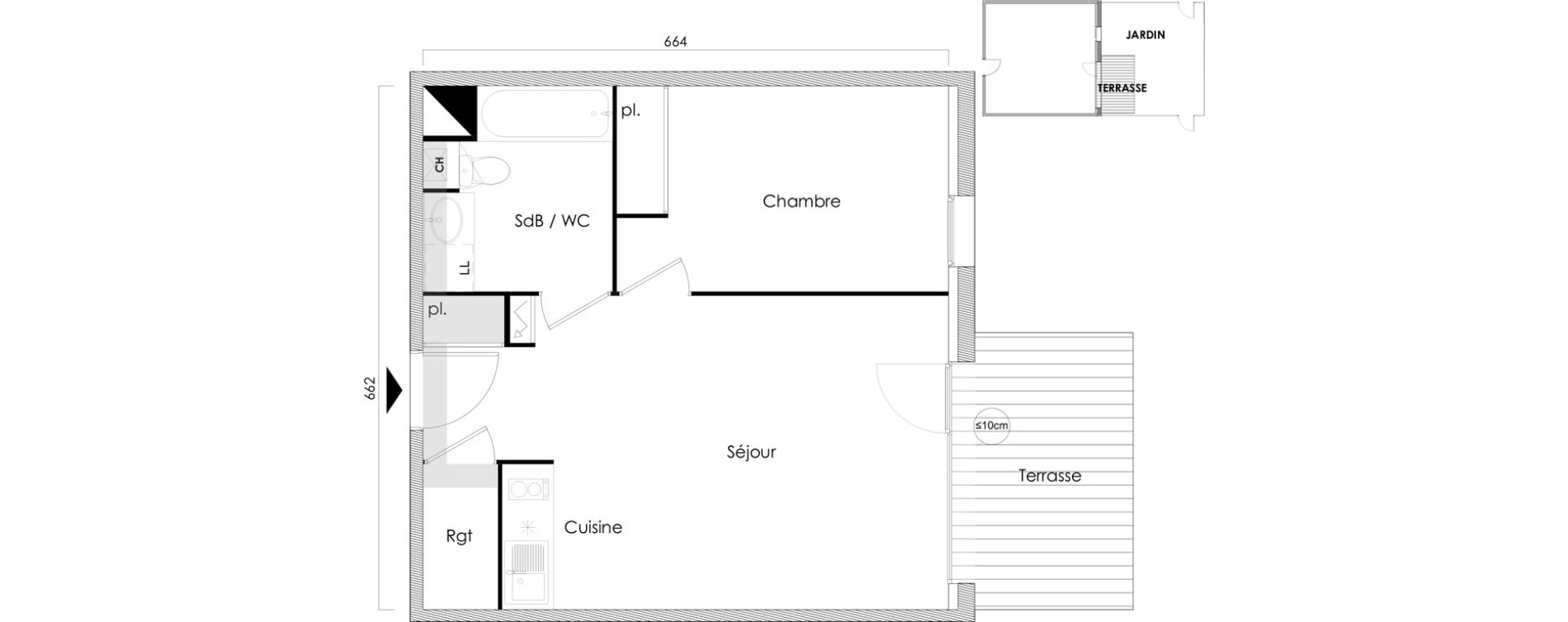 Appartement T2 de 42,54 m2 &agrave; L'Union Malbou