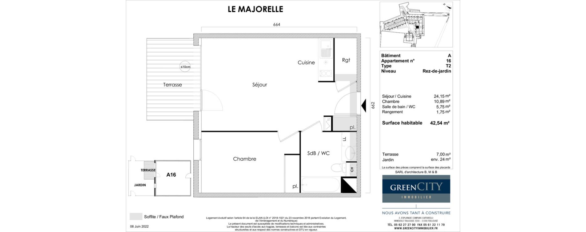 Appartement T2 de 42,54 m2 &agrave; L'Union Malbou