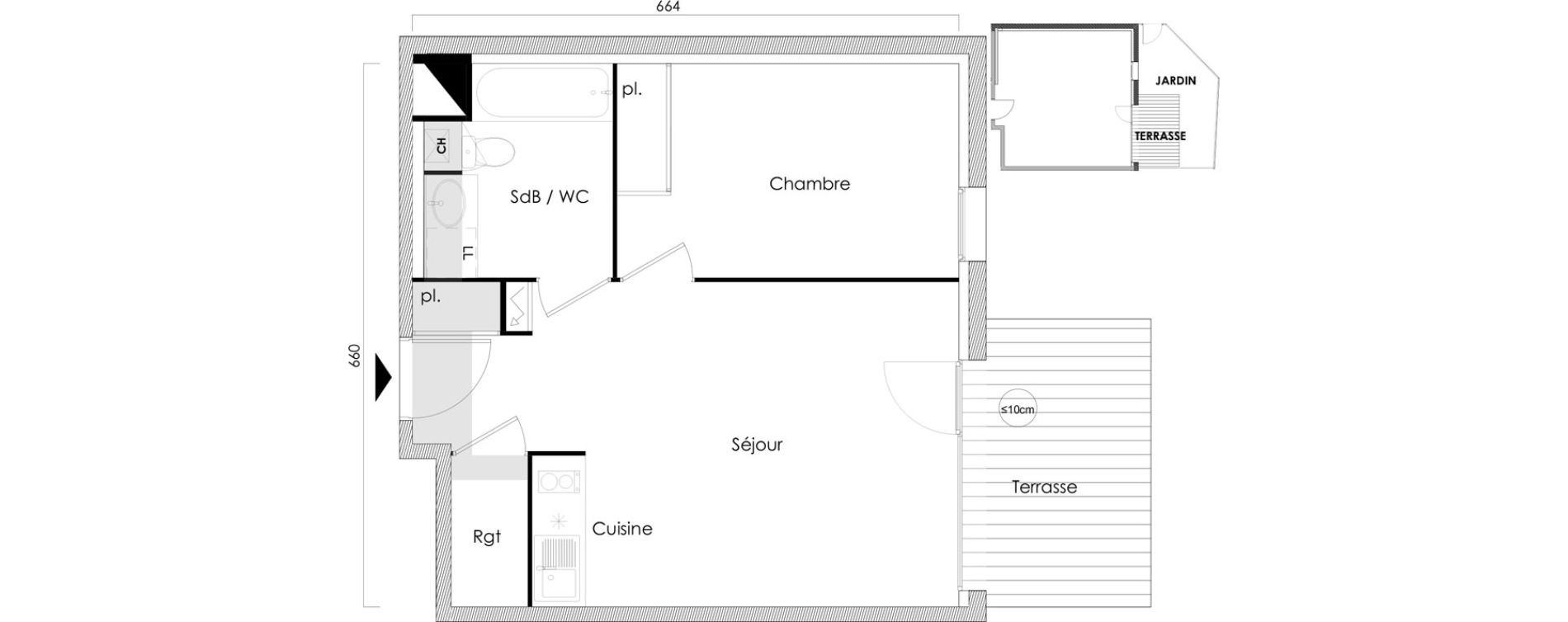 Appartement T2 de 41,14 m2 &agrave; L'Union Malbou