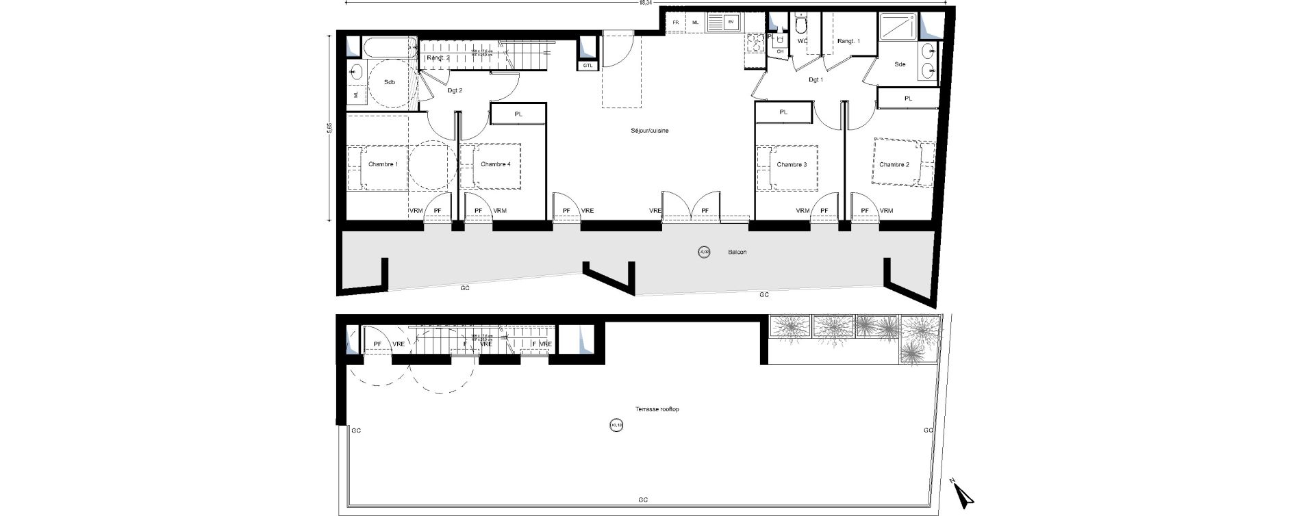 Appartement T5 de 100,37 m2 &agrave; L'Union Centre