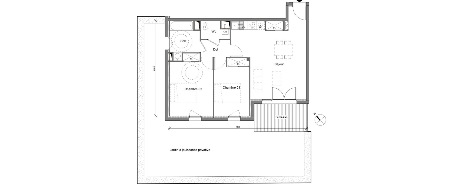 Appartement T3 de 60,80 m2 &agrave; L'Union Montredon