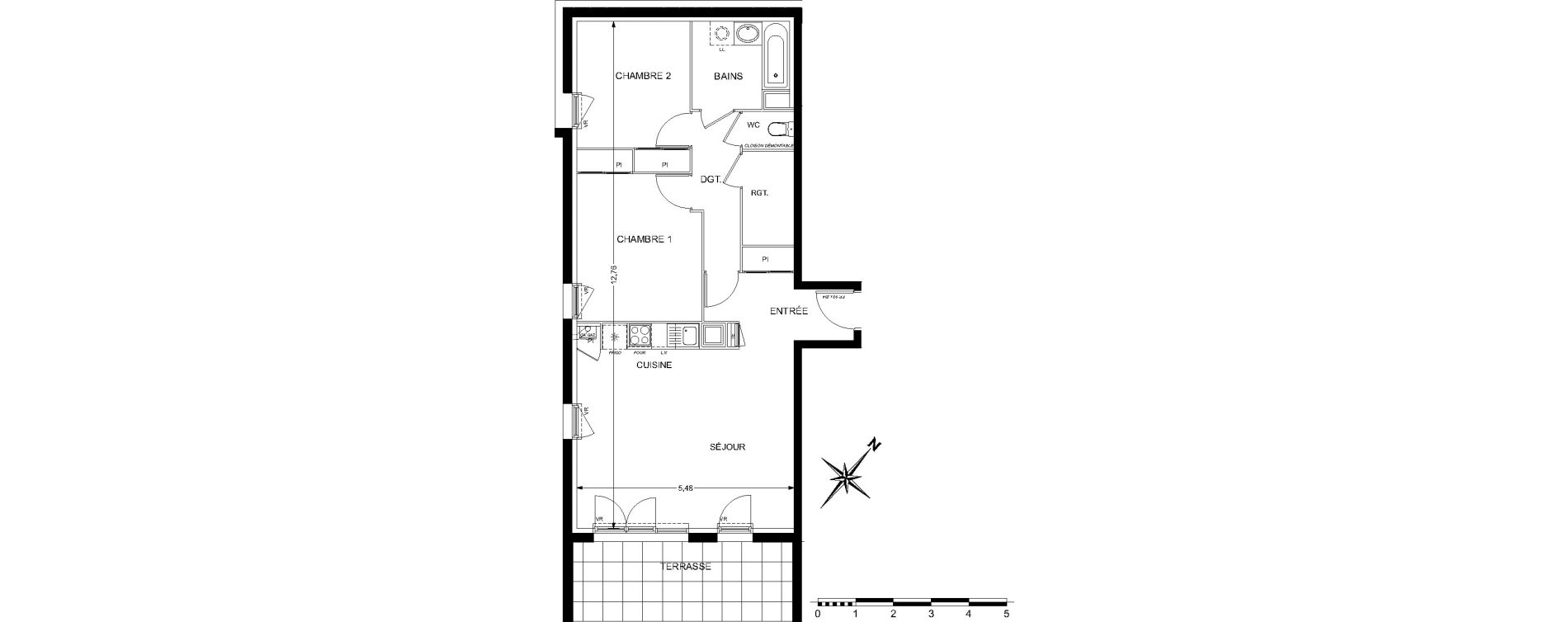 Appartement T3 de 69,05 m2 &agrave; L'Union Centre