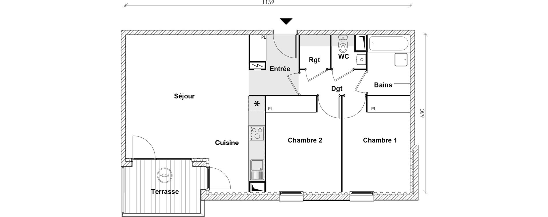 Appartement T3 de 65,11 m2 &agrave; L'Union Les acacias