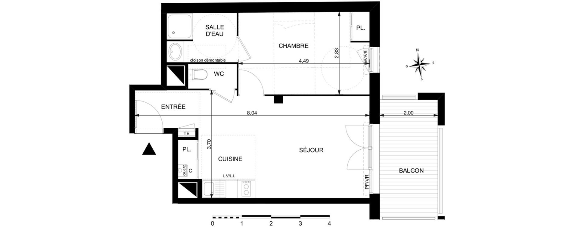 Appartement T2 de 42,35 m2 &agrave; Mondonville Centre