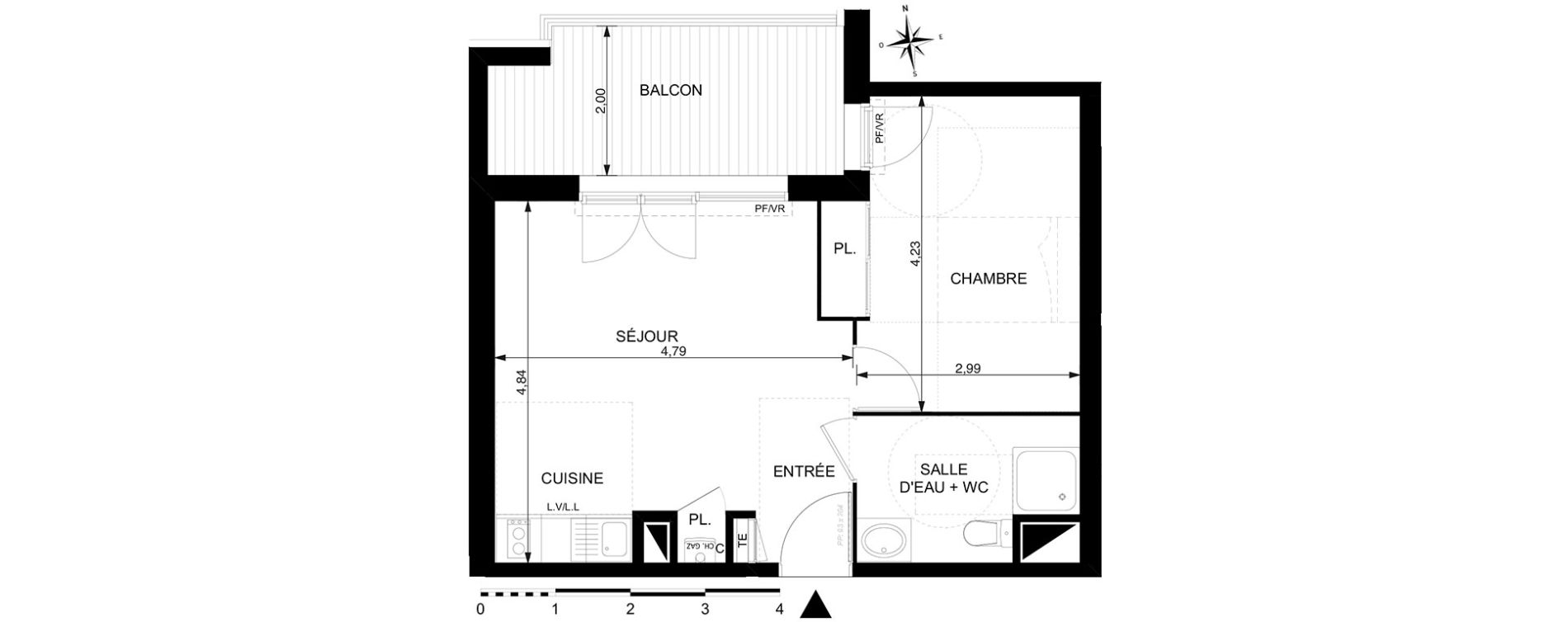 Appartement T2 de 40,02 m2 &agrave; Mondonville Centre