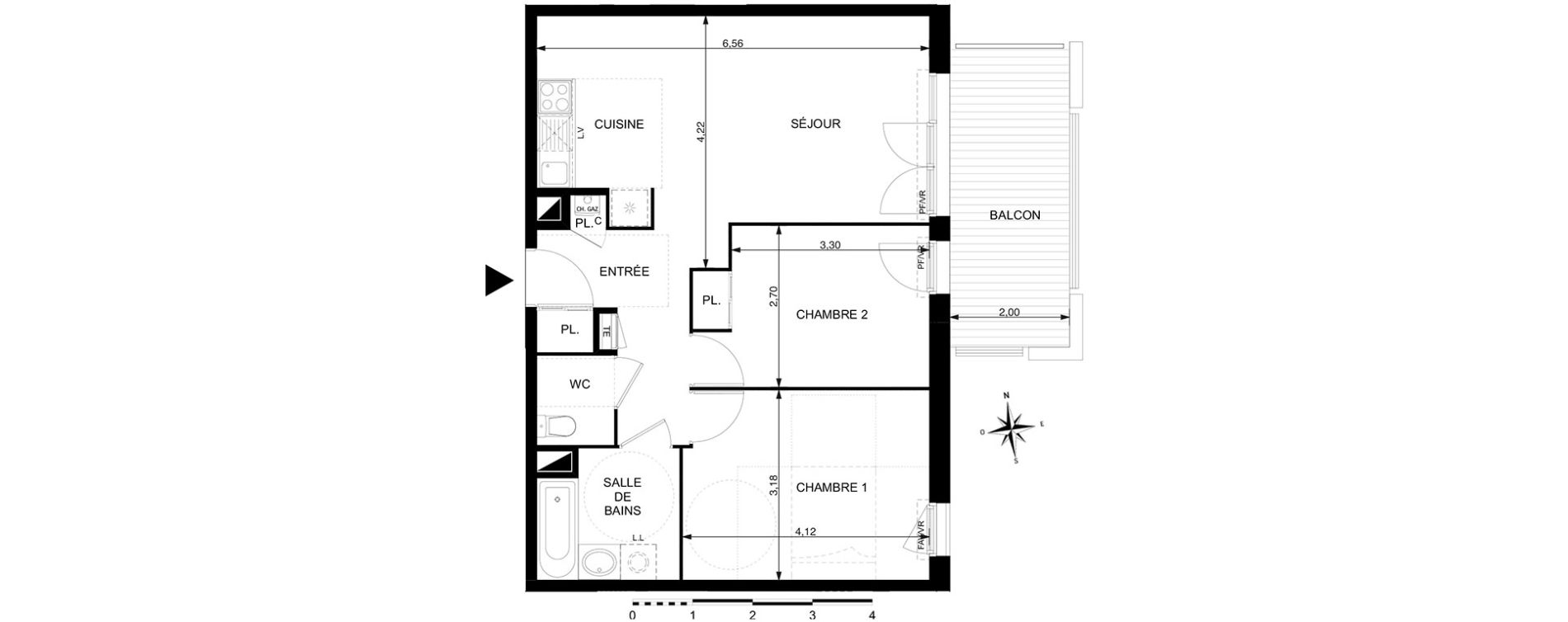 Appartement T3 de 59,60 m2 &agrave; Mondonville Centre