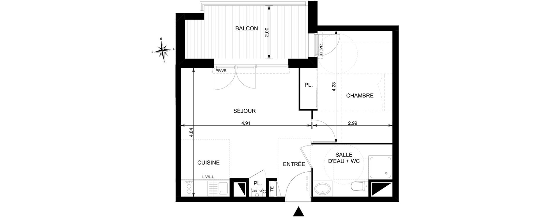 Appartement T2 de 40,60 m2 &agrave; Mondonville Centre