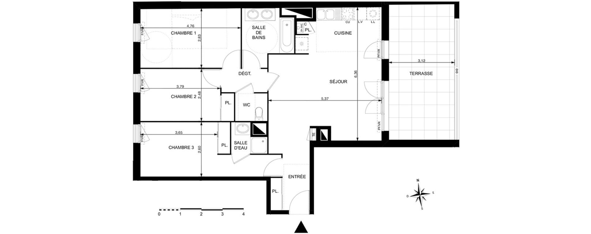 Appartement T4 de 84,69 m2 &agrave; Mondonville Centre