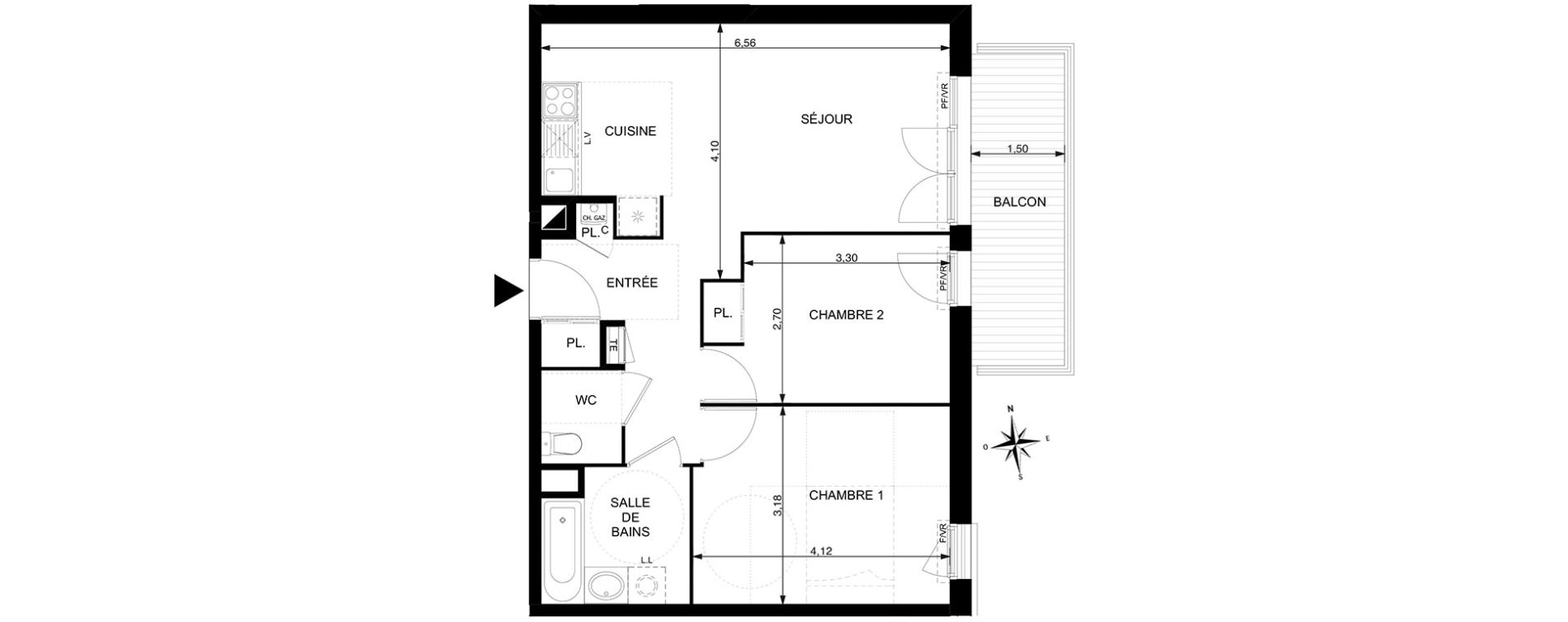 Appartement T3 de 58,82 m2 &agrave; Mondonville Centre