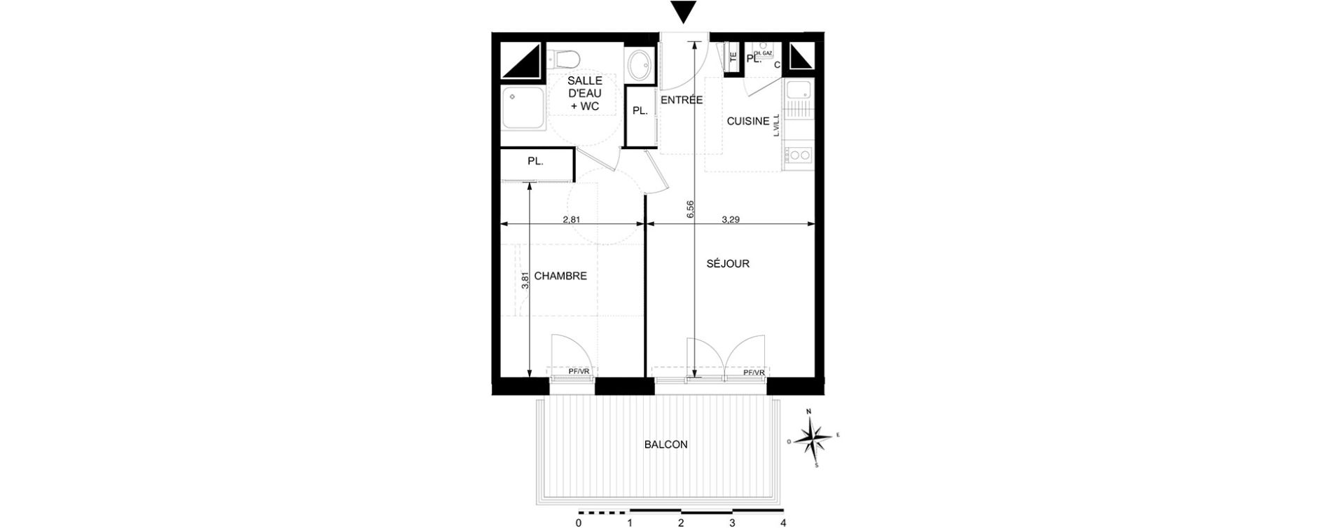 Appartement T2 de 38,07 m2 &agrave; Mondonville Centre
