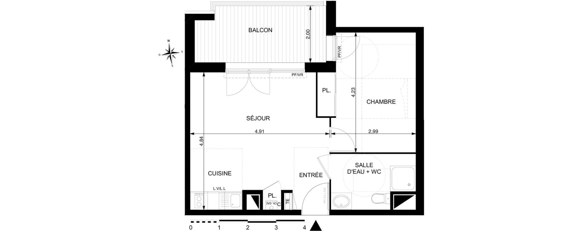 Appartement T2 de 40,60 m2 &agrave; Mondonville Centre