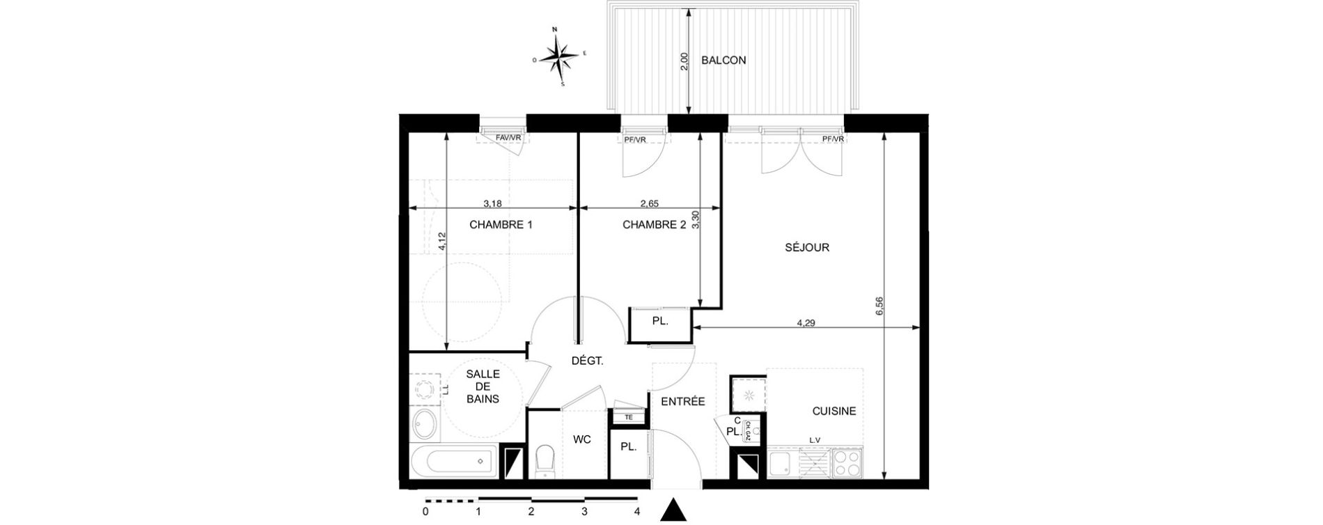 Appartement T3 de 60,93 m2 &agrave; Mondonville Centre