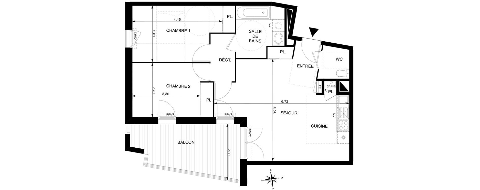 Appartement T3 de 62,49 m2 &agrave; Mondonville Centre