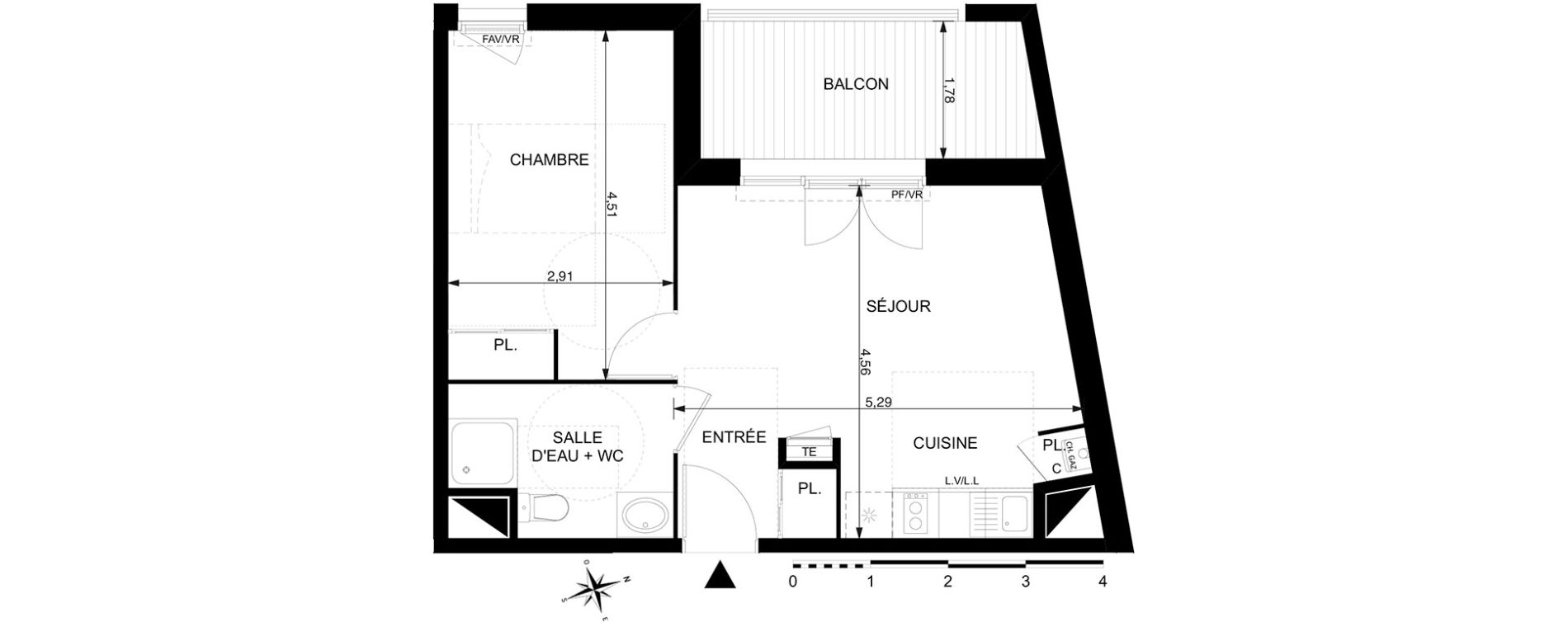 Appartement T2 de 40,40 m2 &agrave; Mondonville Centre