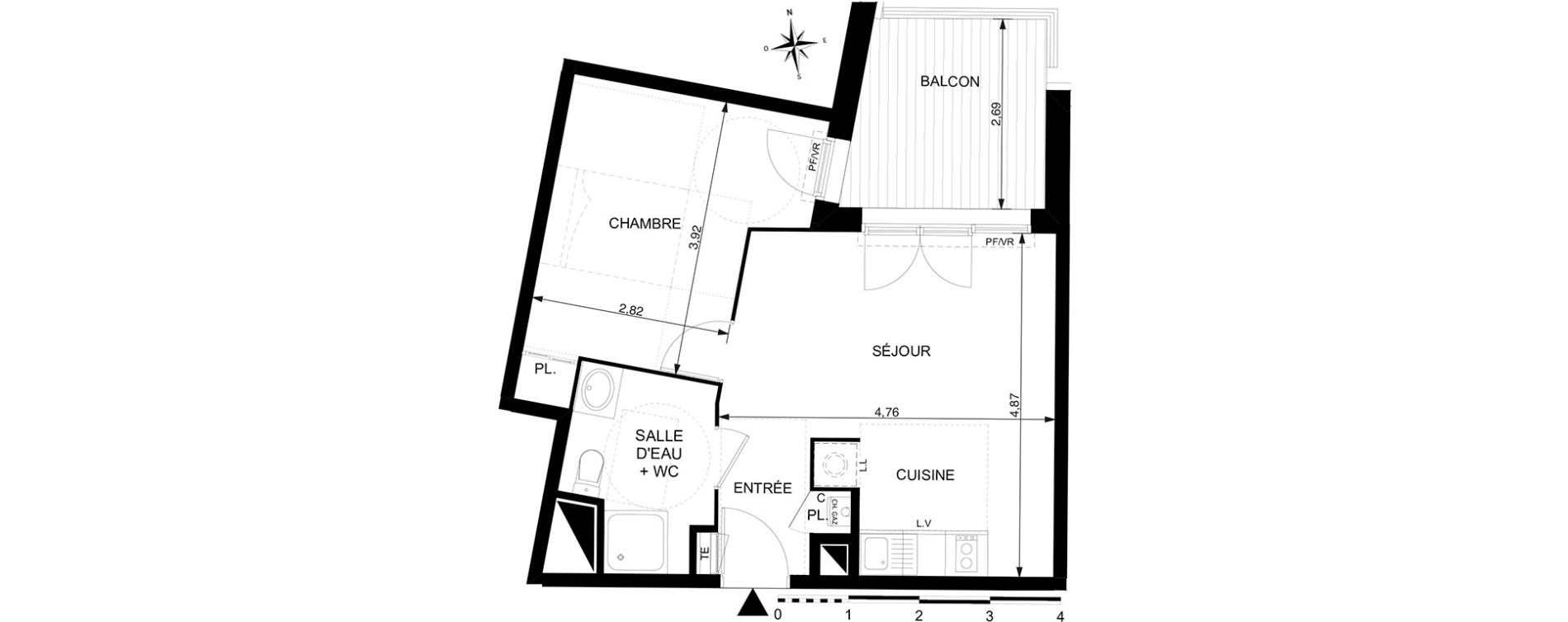 Appartement T2 de 40,13 m2 &agrave; Mondonville Centre
