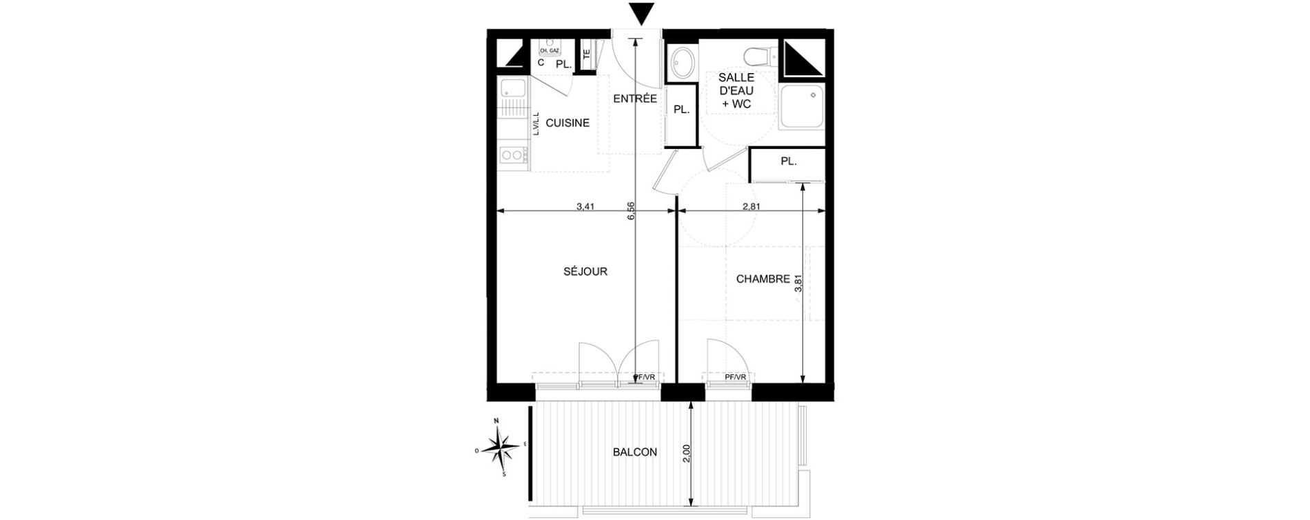 Appartement T2 de 38,85 m2 &agrave; Mondonville Centre