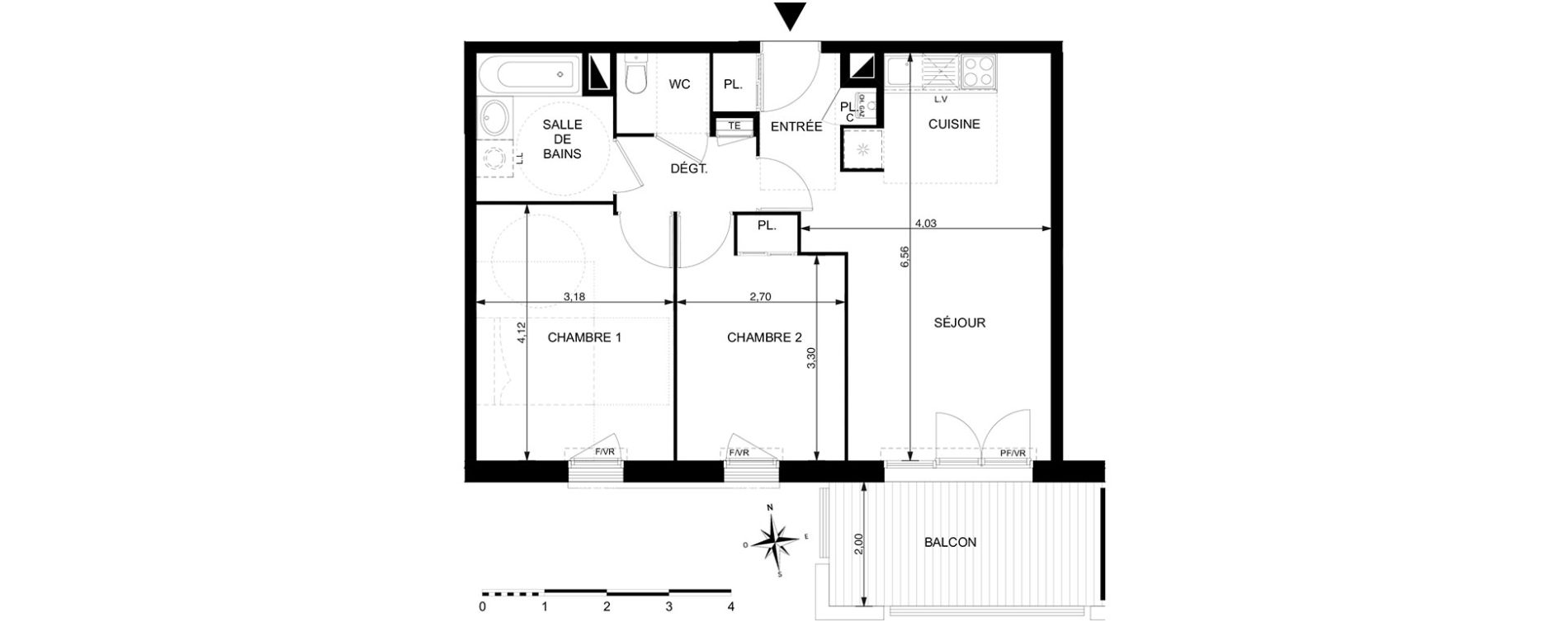 Appartement T3 de 58,30 m2 &agrave; Mondonville Centre