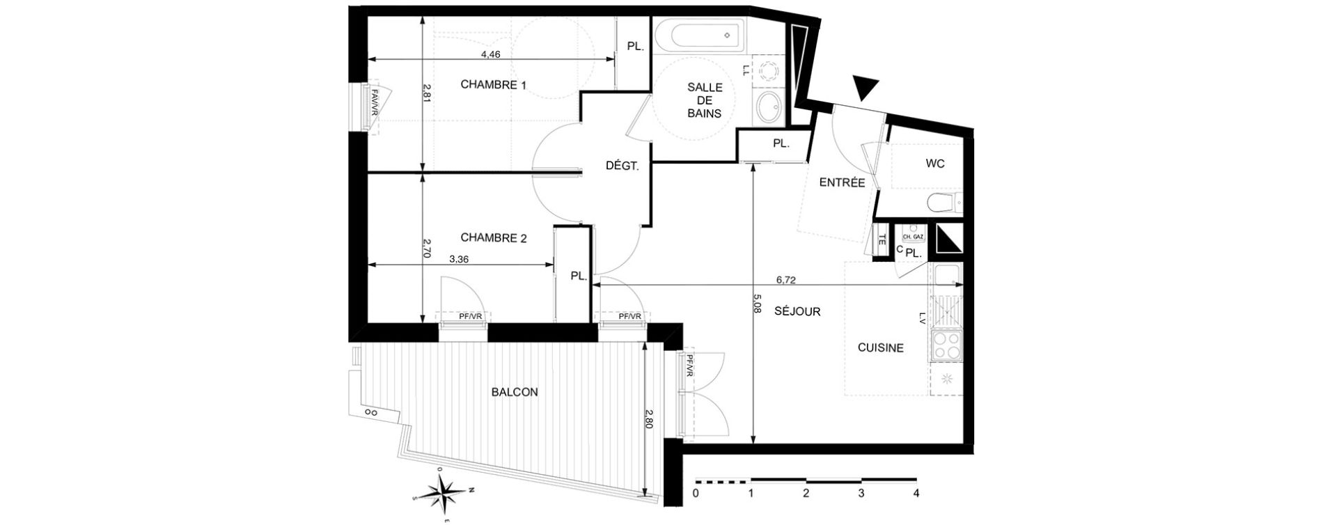 Appartement T3 de 62,49 m2 &agrave; Mondonville Centre