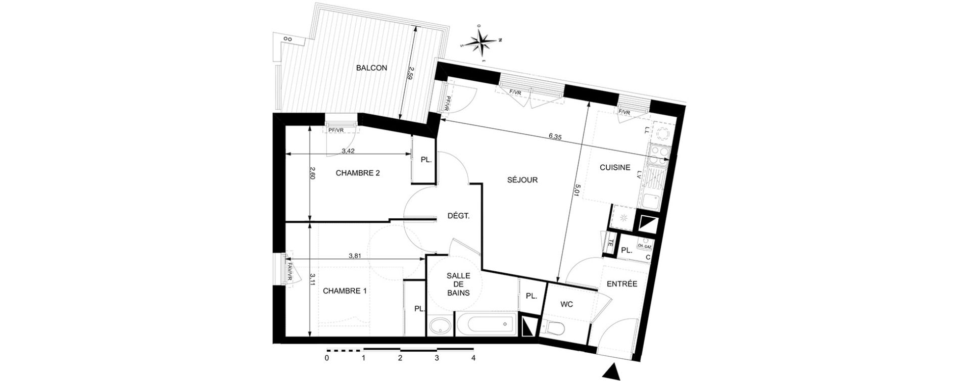 Appartement T3 de 60,99 m2 &agrave; Mondonville Centre