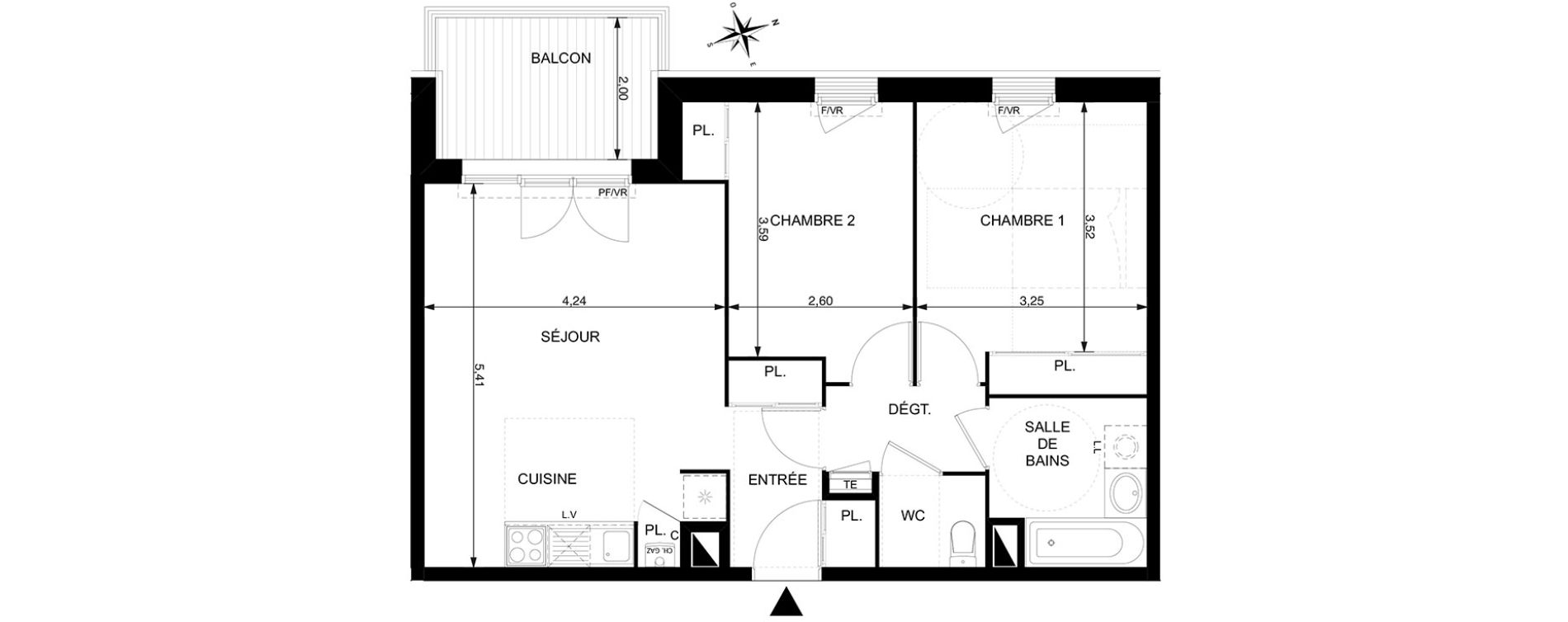 Appartement T3 de 60,12 m2 &agrave; Mondonville Centre