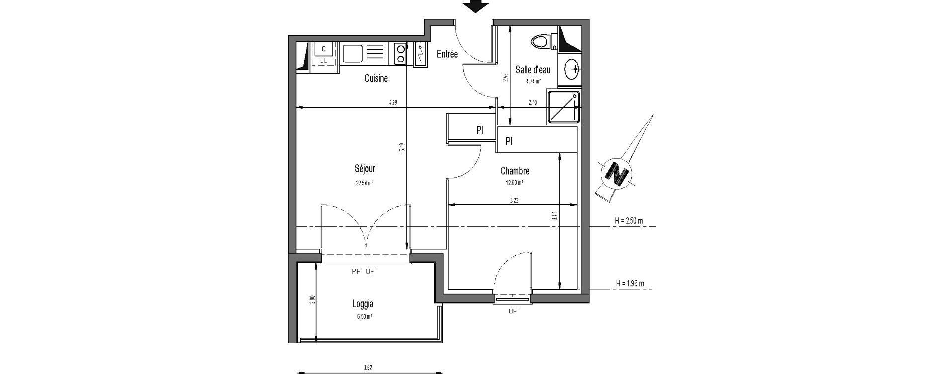 Appartement T2 de 39,88 m2 &agrave; Mondonville Centre