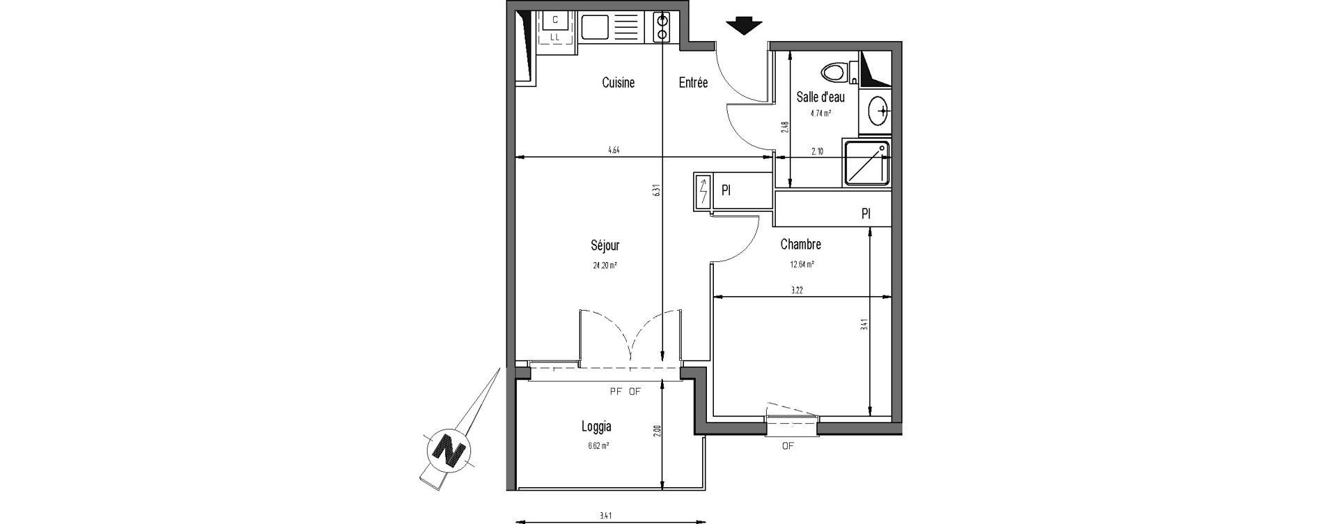 Appartement T2 de 41,58 m2 &agrave; Mondonville Centre