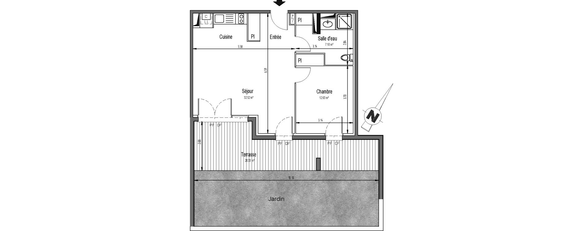 Appartement T2 de 52,25 m2 &agrave; Mondonville Centre
