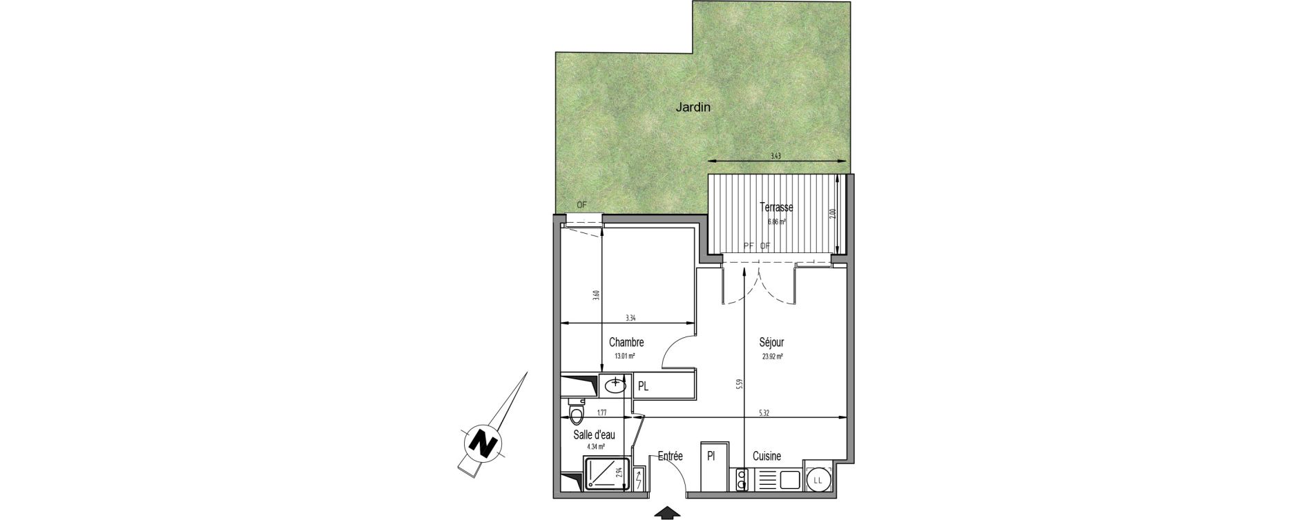Appartement T2 de 41,27 m2 &agrave; Mondonville Centre
