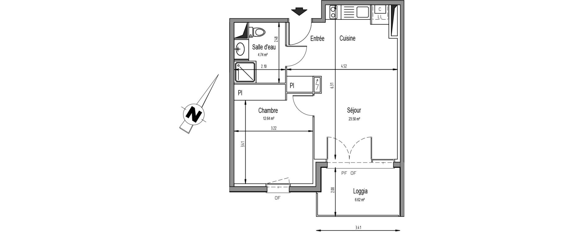 Appartement T2 de 40,88 m2 &agrave; Mondonville Centre