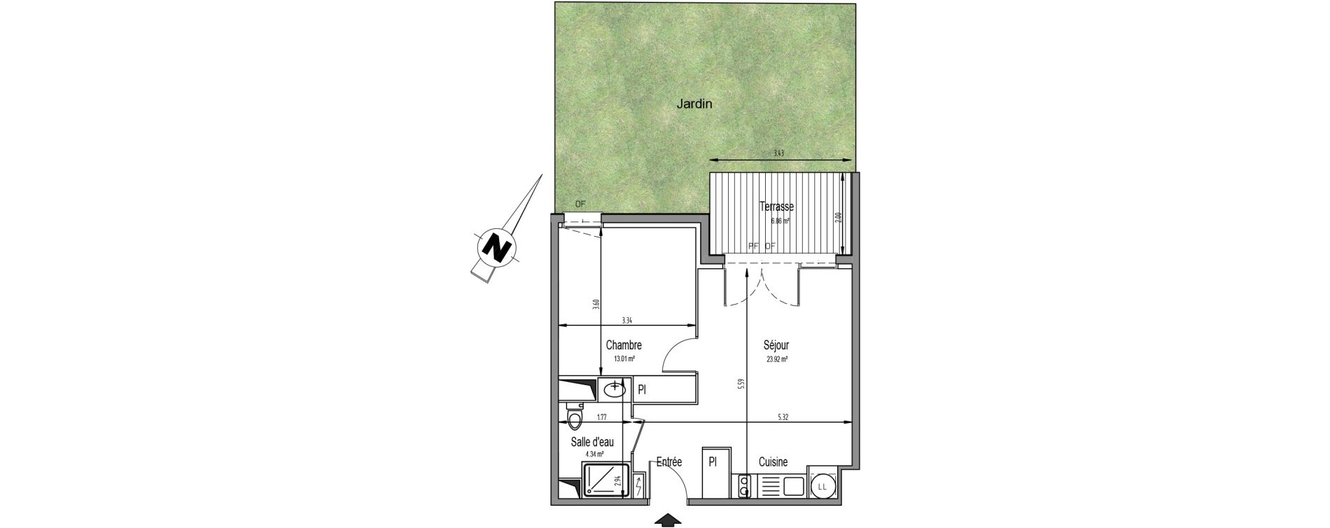 Appartement T2 de 41,27 m2 &agrave; Mondonville Centre
