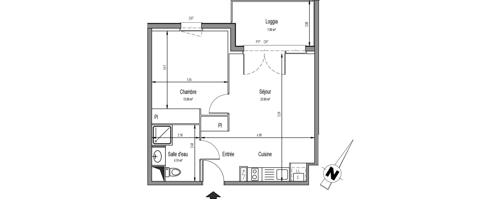 Appartement T2 de 41,71 m2 &agrave; Mondonville Centre