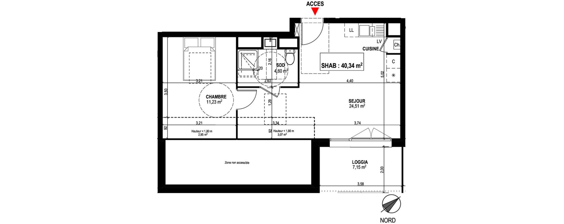Appartement T2 de 40,34 m2 &agrave; Mondonville Centre