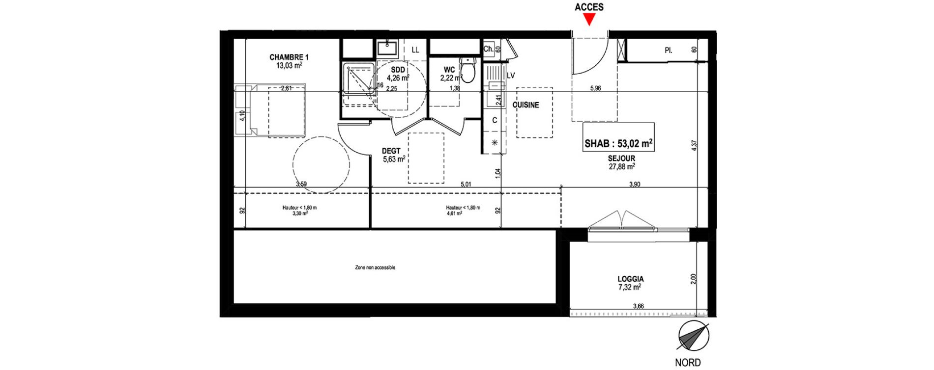 Appartement T2 de 53,02 m2 &agrave; Mondonville Centre