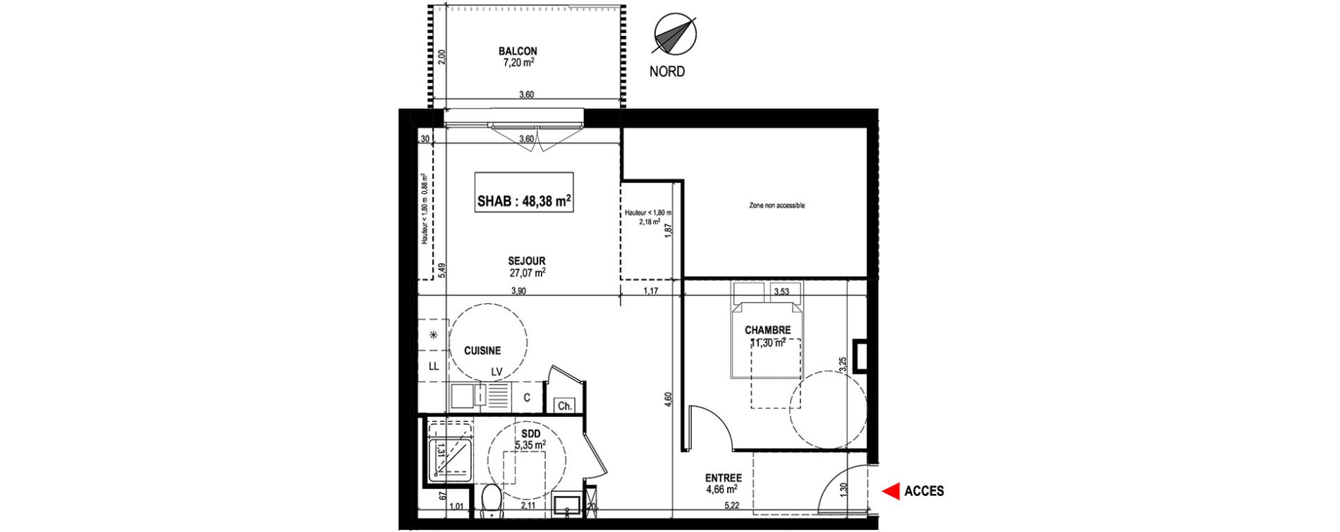 Appartement T2 de 48,38 m2 à Mondonville Centre