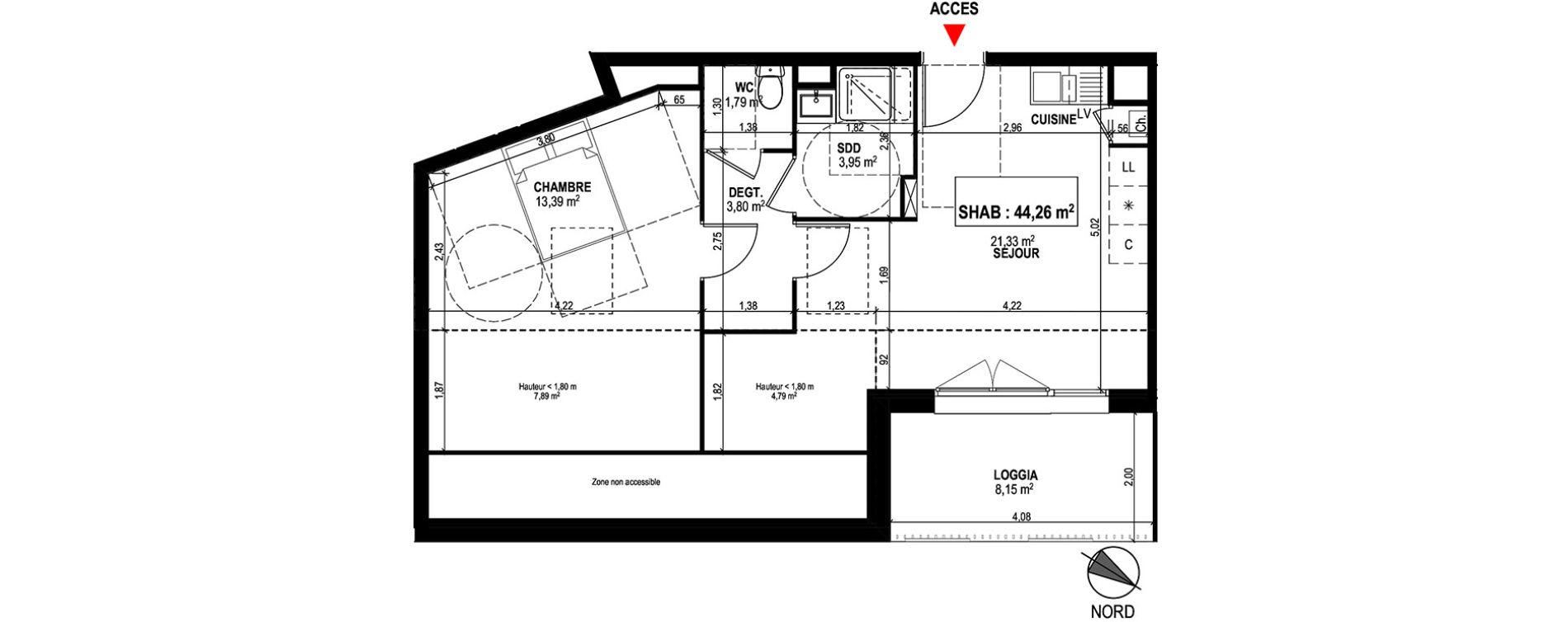 Appartement T2 de 44,26 m2 à Mondonville Centre