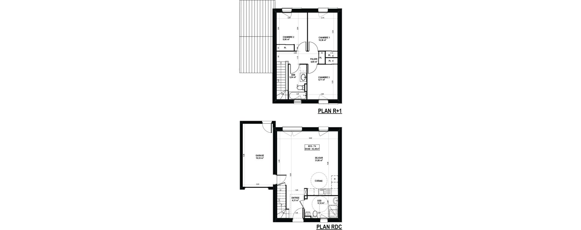 Maison T4 de 82,49 m2 &agrave; Mondonville Centre