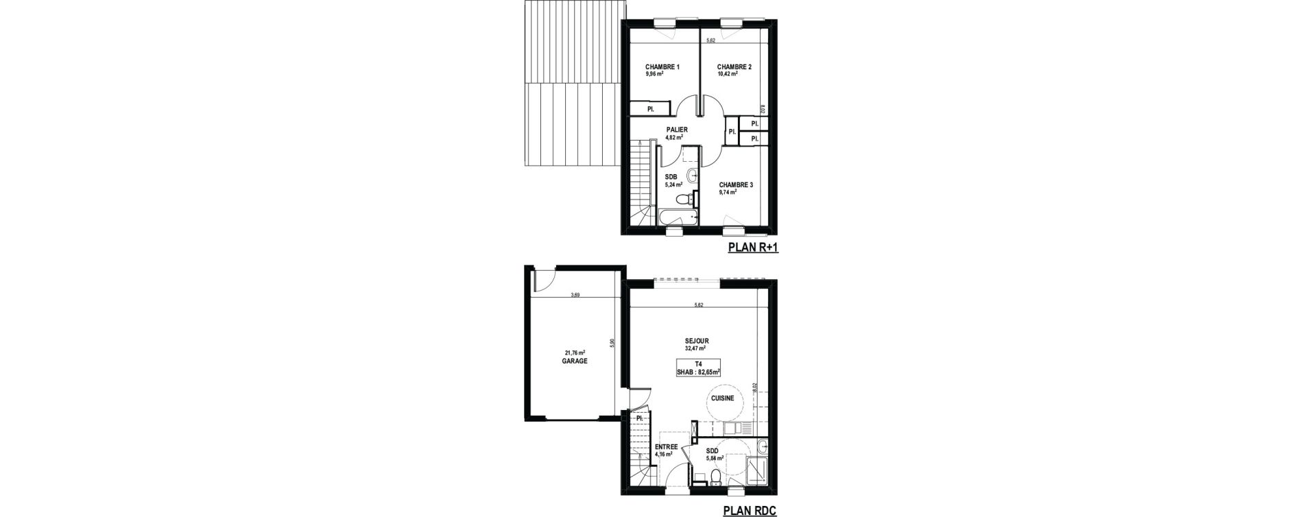 Maison T4 de 82,65 m2 &agrave; Mondonville Centre