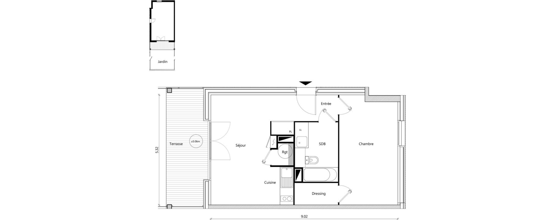 Appartement T2 de 45,22 m2 &agrave; Mondonville Centre